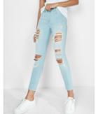 Express Mid Rise Destroyed Stretch Cropped Jean