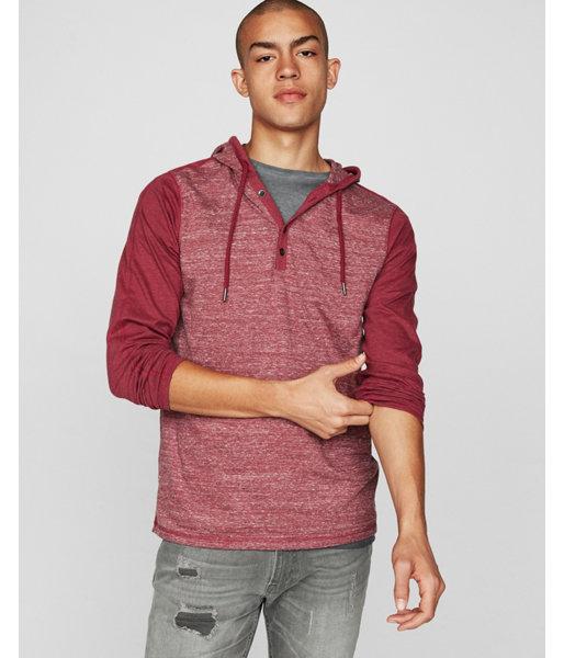 Express Mens Burnout Jersey Hooded Henley