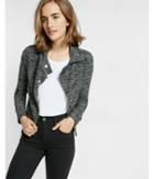Express Womens Black And White Textured Drop Collar Jacket