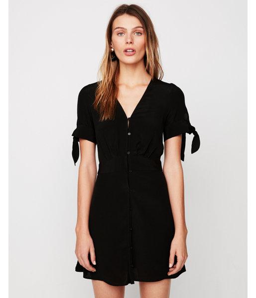 Express Womens Petite Button Front Tie Sleeve