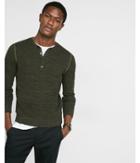 Express Mens Cotton Tuck Stitch Crew Neck Henley