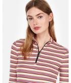 Express Womens Express One Eleven Striped Zip Front Tee