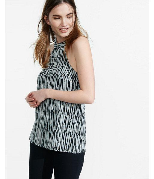 Express Womens High Neck Abstract Stripe Halter Tank