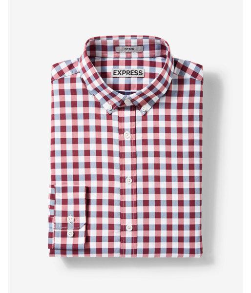 Express Mens Fitted Easy Care Checked Button-down Dress