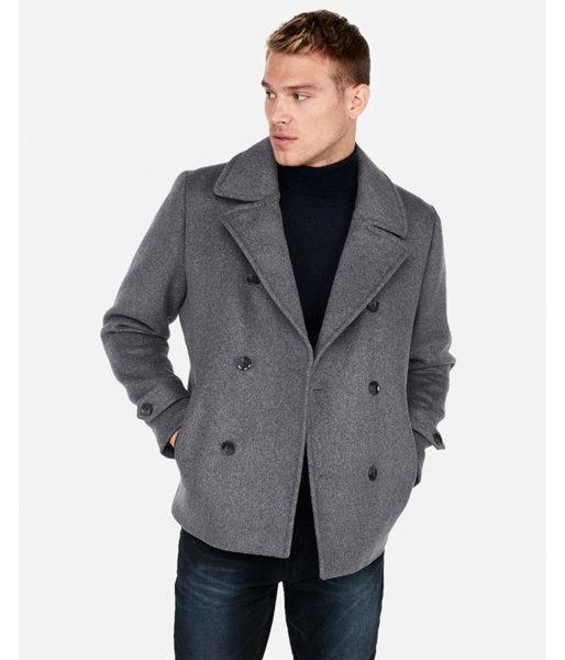 Express Mens Recycled Wool Zip Pocket Peacoat