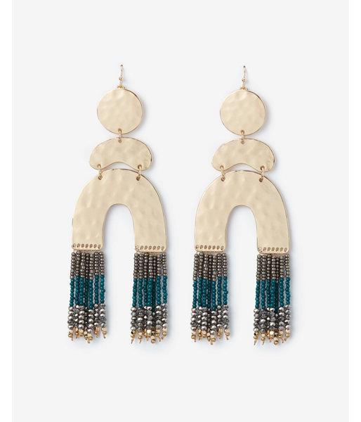 Express Womens Tiered Half Moon Seed Bead Drop Earrings