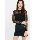 Express Women's Shirts Lace Yoke Faux (minus The) Leather Trim