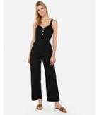 Express Womens Button Front Cut-out Tie Back Jumpsuit