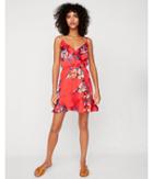 Express Womens Floral Print Ruffle Wrap Cami Dress