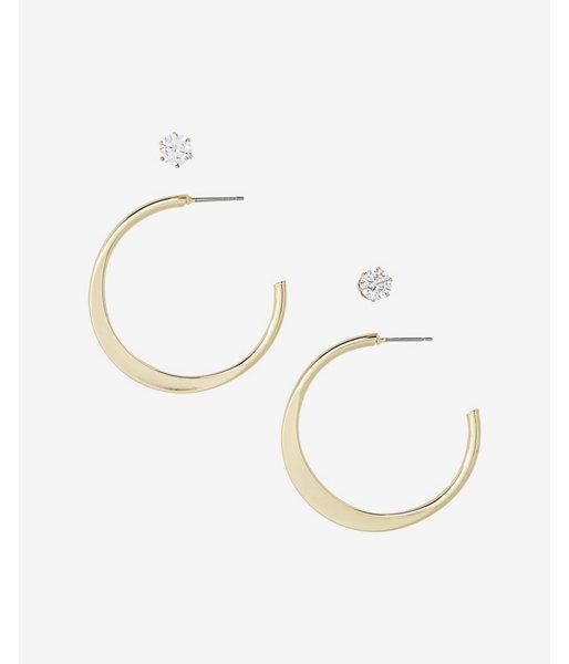 Express Womens Cubic Zirconia Stud And Hoop Post Back Earring