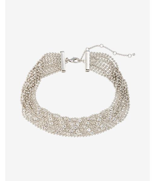 Express Womens Crystal Embellished Beaded Choker Necklace
