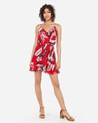 Express Womens Tropical Ruffle Wrap Front Cami Dress