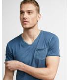 Express Mens Raw Edge Short Sleeve V-neck Tee