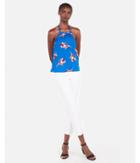 Express Womens Satin Floral Print Cropped Halter Top