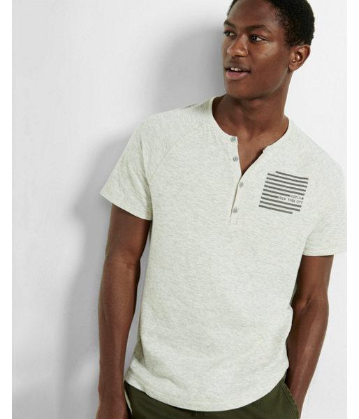 Express Mens Double Knit Graphic Henley