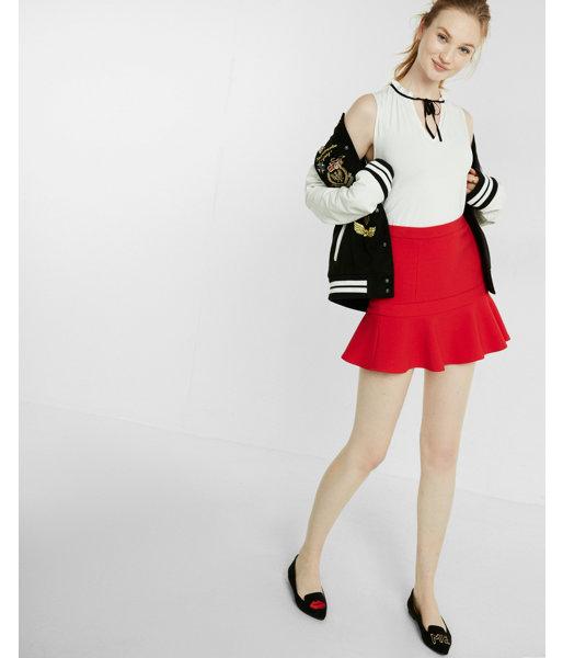 Express Womens Ruffle Tie Neck Tank