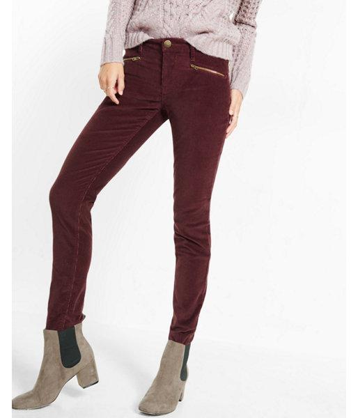 Express Womens Mid Rise Berry Corduroy Hip Zip