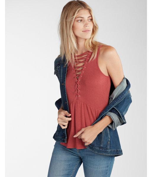Express Lace-up Peplum Tank
