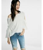 Express Drop Shoulder Cutout Flare Sleeve Pullover