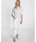 Express Womens Solid Cotton Button Down