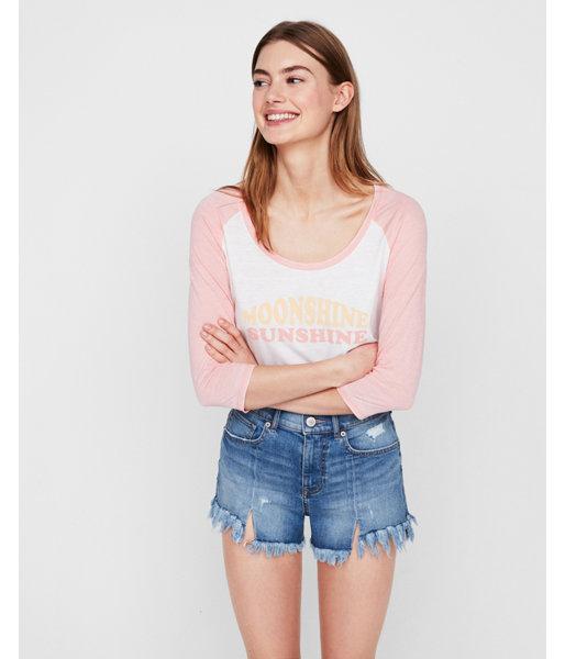 Express Womens Express One Eleven Moonshine Sunshine Baseball Tee