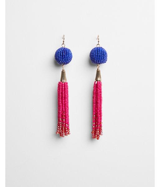 Express Womens Bead Ball Tassel Drop Earrings