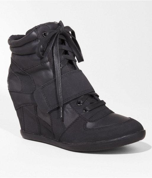 Womens Wedge Sneaker Black 6