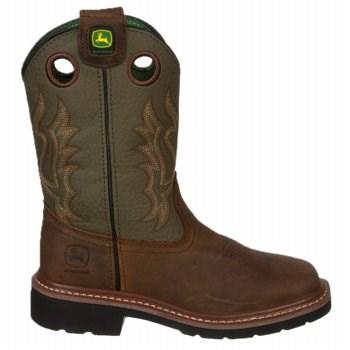John Deere Kids' Square Toe Pull On Cowboy Boot Grade School Boots 