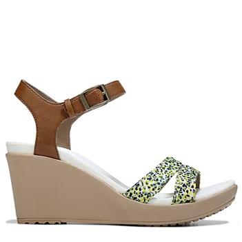 Crocs Women's Leigh Ii Ankle Strap Graphic Wedge Sandals 