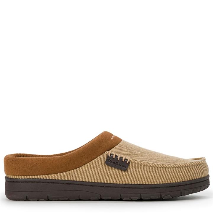 Dearfoams Men's Twill And Microsuede Toe Memory Foam Clog Slipper Accessories 