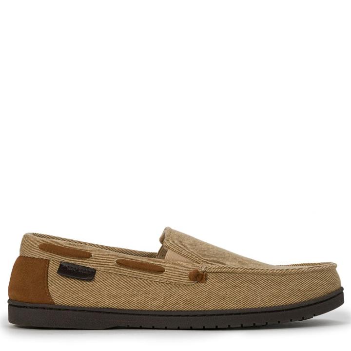 Dearfoams Men's Twill Memory Foam Moccasin Slipper Accessories 