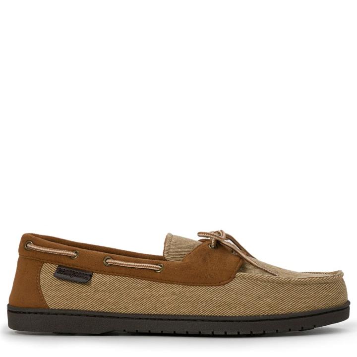 Dearfoams Men's Twill Boater Moccasin Slipper Accessories 