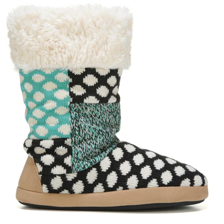 Dearfoams Women's Tall Patchwork Memory Foam Boot Slipper Accessories 