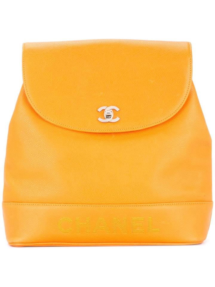 Chanel Vintage Chain Backpack Bag - Orange