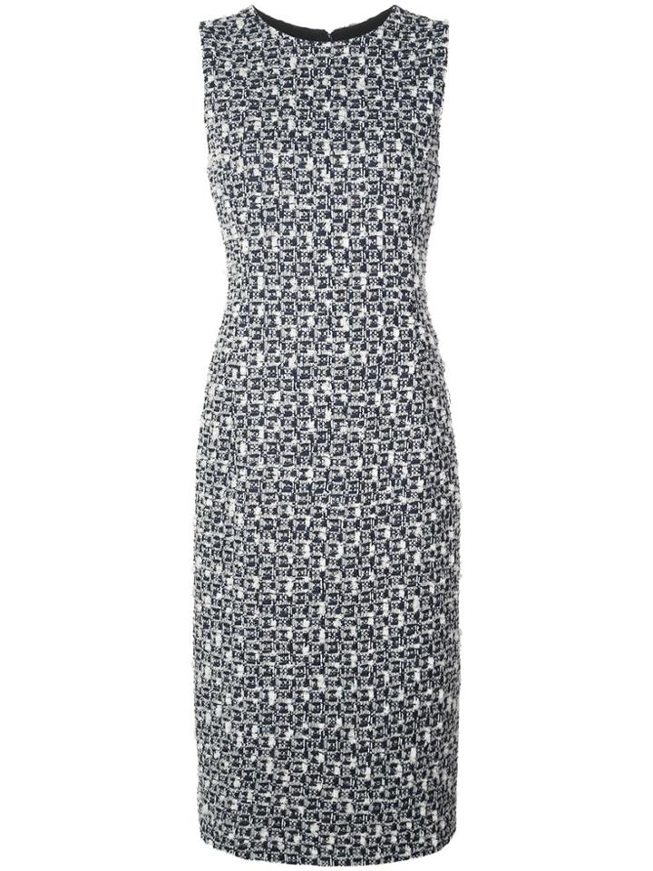 Oscar De La Renta Fitted Tweed Dress - Blue