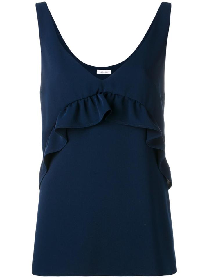 P.a.r.o.s.h. Pantera Ruffle Sleeveless Top - Blue