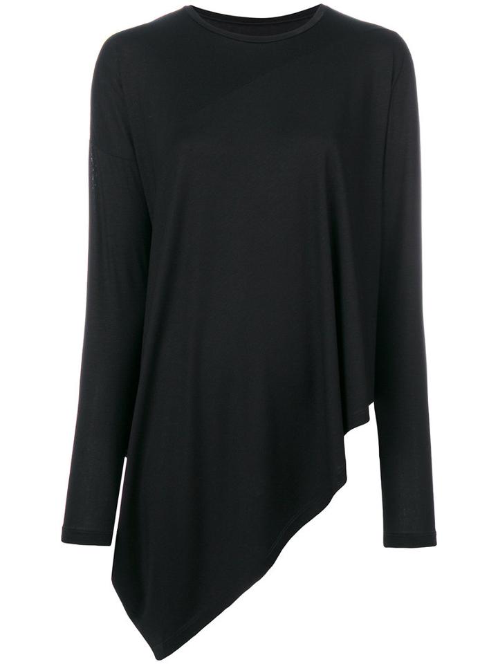 Mm6 Maison Margiela - Asymmetric Hem T-shirt - Women - Spandex/elastane/viscose - S, Black, Spandex/elastane/viscose
