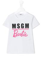 Msgm Kids Barbie T-shirt, Girl's, Size: 6 Yrs, White