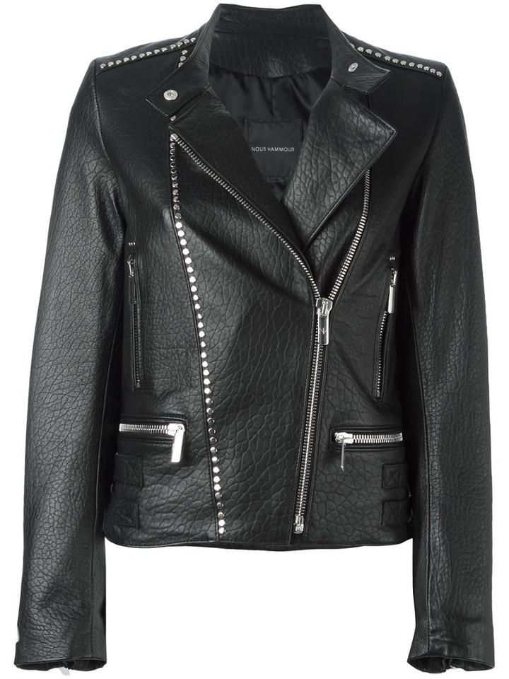 Nour Hammour 'salvation' Biker Jacket, Women's, Size: 34, Black, Lamb Skin