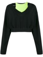 T By Alexander Wang Bi-layer V-neck Sweater - Black