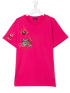 Diesel Kids Dragon Embroidered T-shirt - Pink