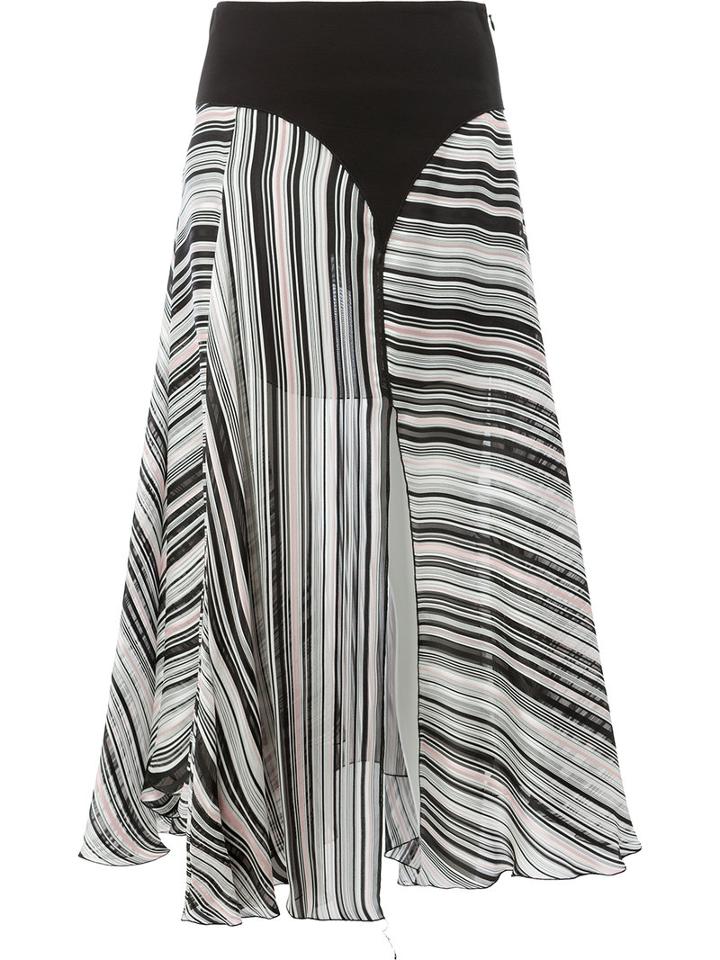 Giambattista Valli Contrast Striped A-line Skirt, Women's, Size: 40, Black, Silk/spandex/elastane/viscose