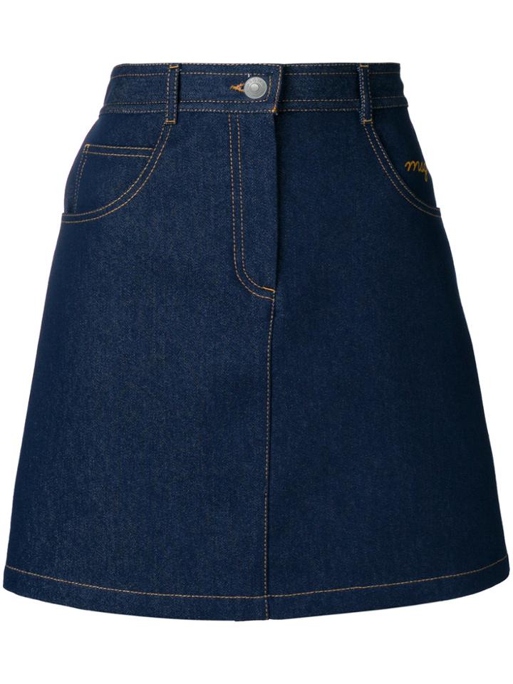 Msgm A-line Denim Skirt - Blue