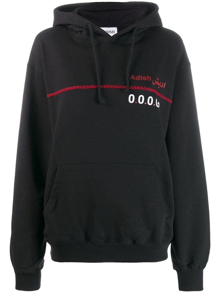 Adish Logo Printed Hoodie - Black
