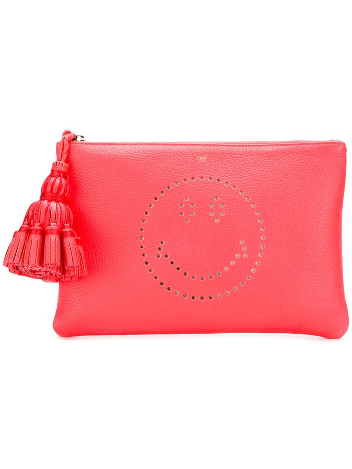 Anya Hindmarch Georgiana Smiley Clutch, Women's, Pink/purple, Calf Leather