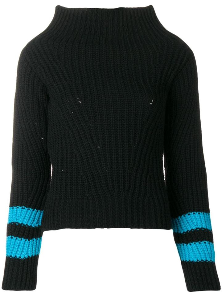 Msgm Striped Sleeve Jumper - Black