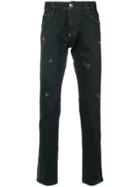 Philipp Plein Distressed Fitted Jeans - Black