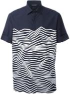 Neil Barrett Zigzag Print Shirt, Men's, Size: 42, Blue, Cotton