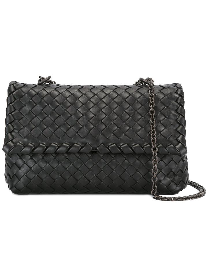 Bottega Veneta Chain Strap Shoulder Bag, Women's, Black, Lamb Skin