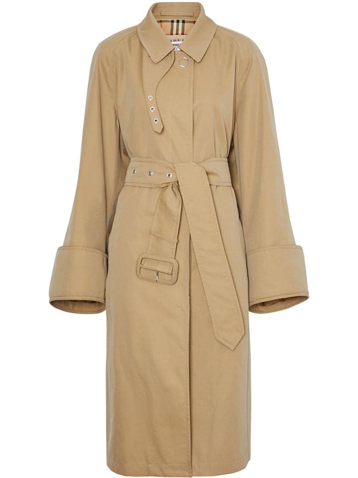 Burberry Exaggerated Cuff Cotton Gabardine Car Coat - Neutrals